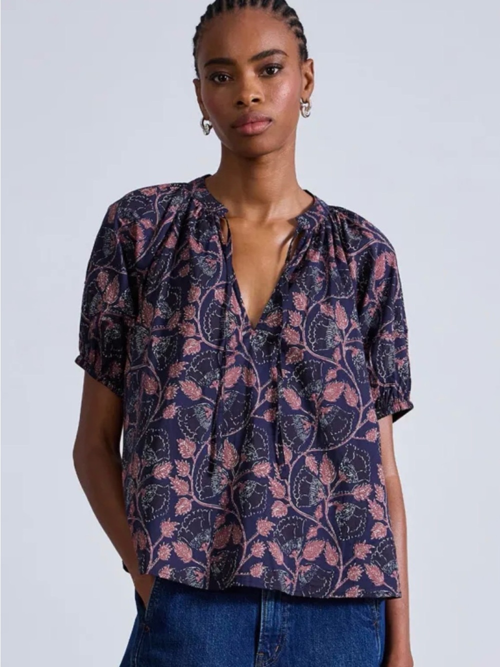 NWOT Apiece Apart Lumina Popover Camille Floral Navy